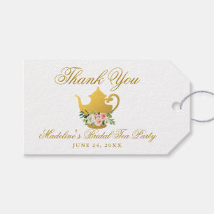 Étiquettes-cadeau Tea Party Fête des mariées or Merci