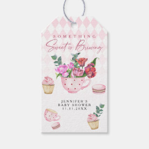 Étiquettes-cadeau Tea Party Flowers fille baby shower