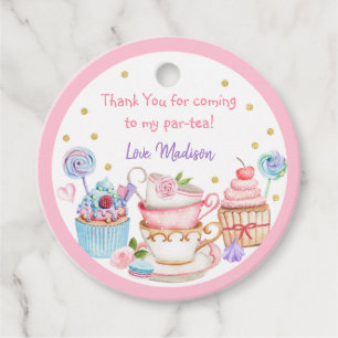 Étiquettes Cadeau Tea Party or rose Floral Anniversaire