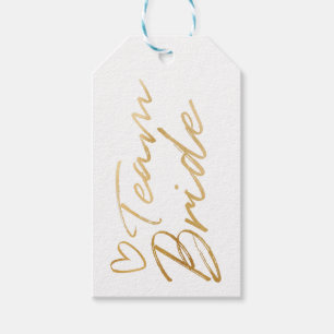 Étiquettes-cadeau Team Bride - Balise cadeau pour fausse feuille d'o