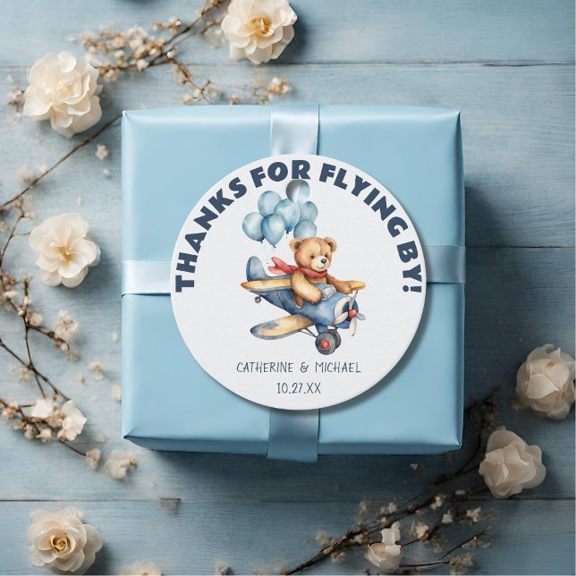 Étiquettes Cadeau Teddy Bear Avion Ballons Baby shower garçon (Créateur téléchargé)