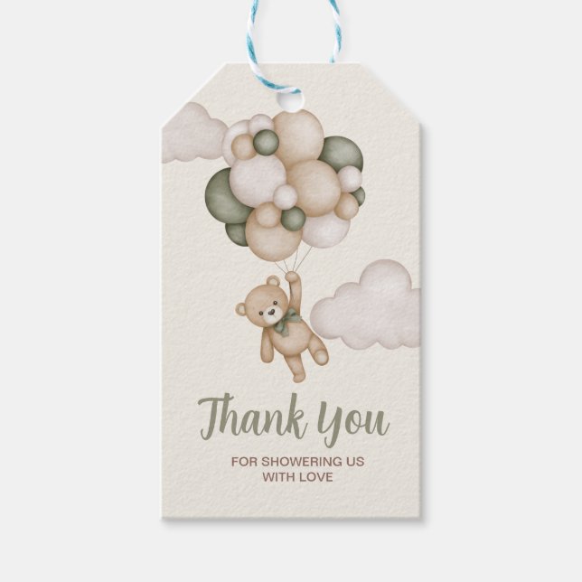 Étiquettes-cadeau Teddy Bear Baby shower cadeau garçon (Devant)