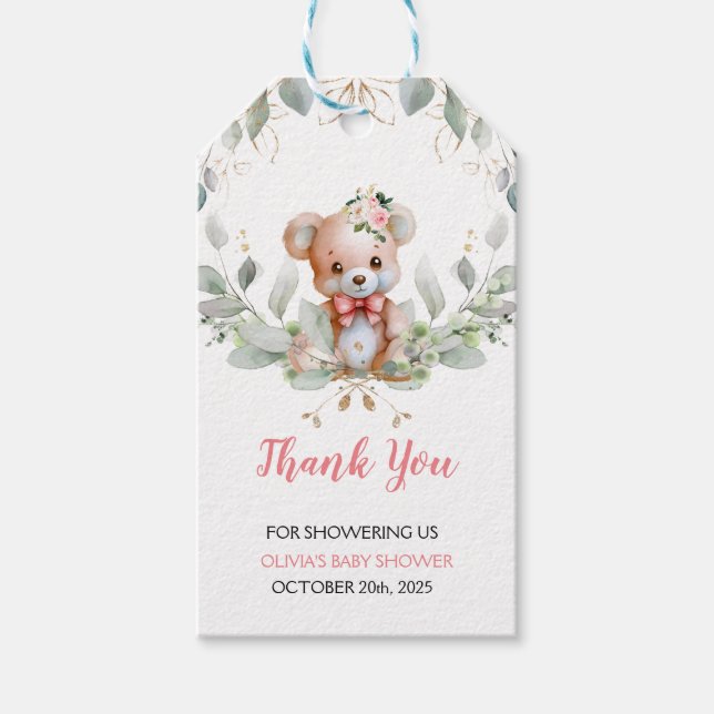 Étiquettes-cadeau Teddy Bear Baby shower Merci Favoriser (Devant)