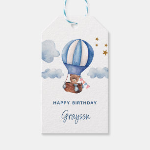Étiquettes-cadeau Teddy Bear Blue 1er anniversaire