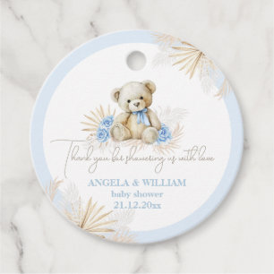 Étiquettes Cadeau Teddy Bear Boho Blue Boy Merci Baby shower