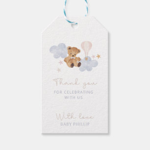 Étiquettes-cadeau Teddy Bear & Hot Air Balloon, merci