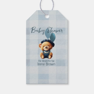 Étiquettes-cadeau Teddy Bear Jean Baby shower Bleu