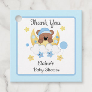 Étiquettes Cadeau Teddy Bear Lune Nuages Stars Baby Boy Douche