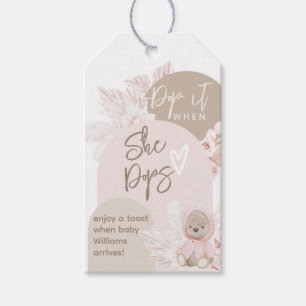 Étiquettes-cadeau Teddy Bear Moderne Boho Girl Baby shower Merci pop