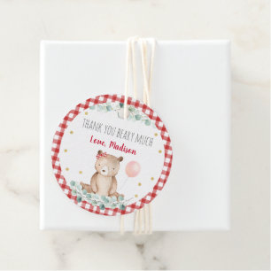 Étiquettes Cadeau Teddy Bear Pique-nique Floral Anniversaire