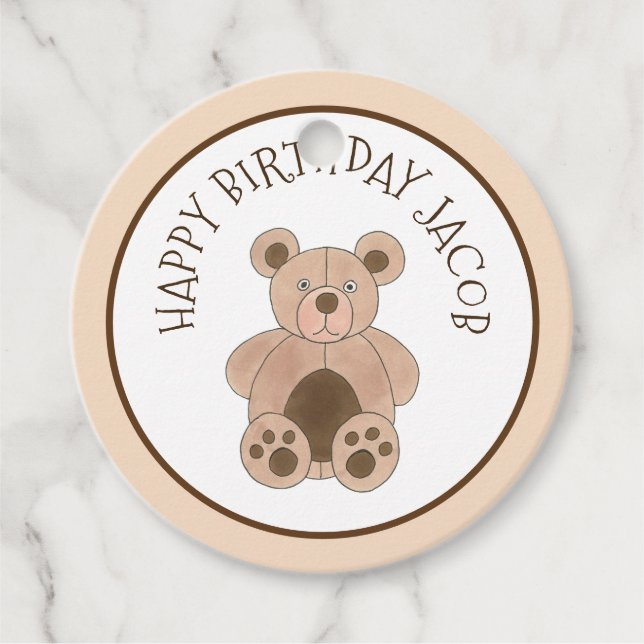 Étiquettes Cadeau Teddy Bear Plush Stuffé Animal Anniversaire fête (Devant)