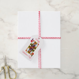 Étiquettes-cadeau Teddy Bear Roi des Coeurs