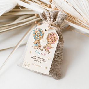 Étiquettes-cadeau Teddy Bear Rose Bleu Boho Sexe Révéler Merci