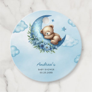 Étiquettes Cadeau Teddy Bear Sur Le Baby shower Lune