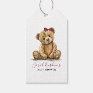 Étiquettes-cadeau Teddy Bear Watercolor Baby shower fille
