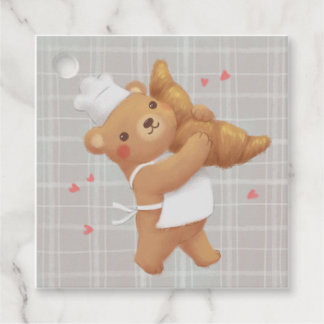 Étiquettes Cadeau Teddy le Baker avec Croissant