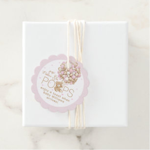Étiquettes Cadeau Teddy Ours Rose Coeur & Balloon Baby Girl Douche