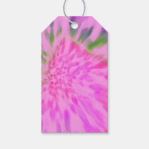 Étiquettes-cadeau teinture tie dye rose et verte  
