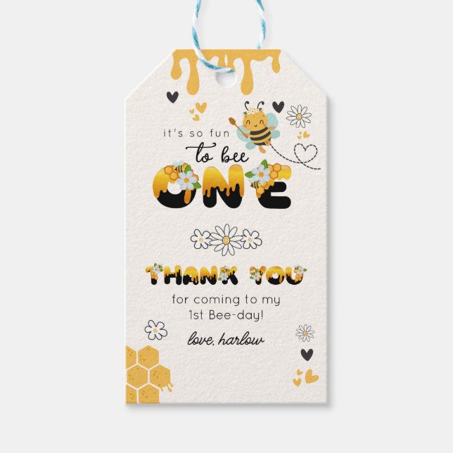 Étiquettes-cadeau Tellement amusant d'être un 1er anniversaire Merci (Devant)