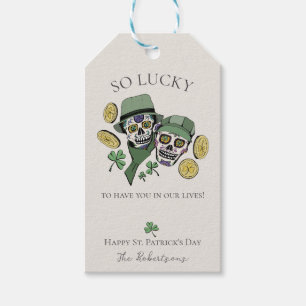 Étiquettes-cadeau Tellement chanceux St Patrick's Day Sugar Skulls