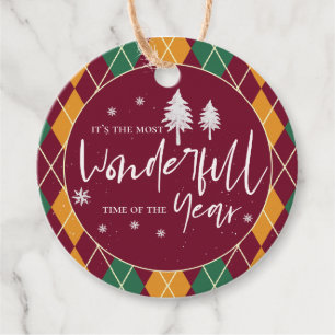 Étiquettes Cadeau Temps Le Plus Merveilleux De L'Année Jacquard Noël