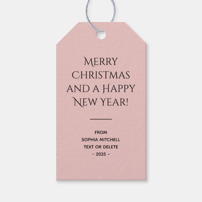Étiquettes-cadeau Tendance Couleur clair rose Noël (Devant)