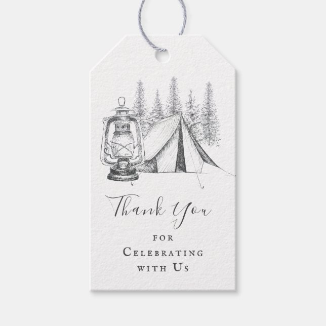 Étiquettes-cadeau Tente Camping Croquis Mariage Favor Merci (Devant)