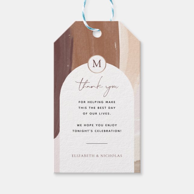 Étiquettes-cadeau Terracotta épicée moderne | MERCI MARIAGE (Devant)