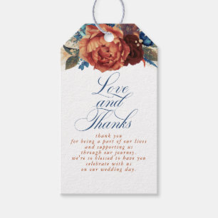 Étiquettes-cadeau Terracotta et Navy Blue Love and Thanks