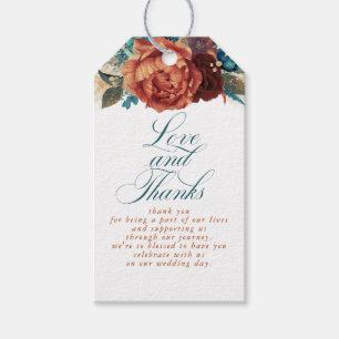 Étiquettes-cadeau Terracotta et Turquoise Blue Love and Thanks Tags