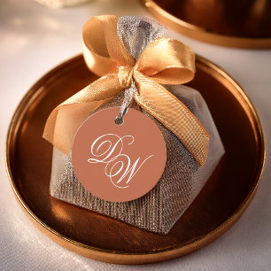 Étiquettes Cadeau Terracotta Mariage Monogramme Classique Simple Bro