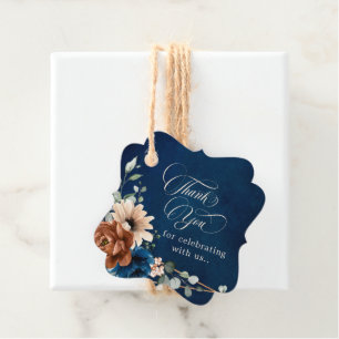 Étiquettes Cadeau Terracotta Marine Bleu Vert Mariage Merci