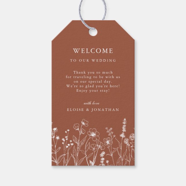Étiquettes-cadeau Terracotta Rustic Floral Automne Fleur sauvage Mar (Devant)