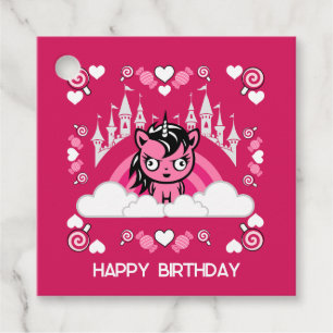 Étiquettes Cadeau Terrain Et Château De La Unicorne Rose
