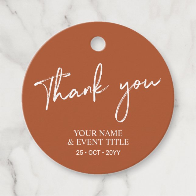 Étiquettes Cadeau Terratta Brush Script Automne Merci de fête (Devant)