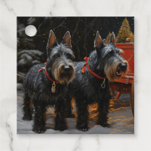 Étiquettes Cadeau Térrier Écossais Traîneau de Neige Décor de Noël 