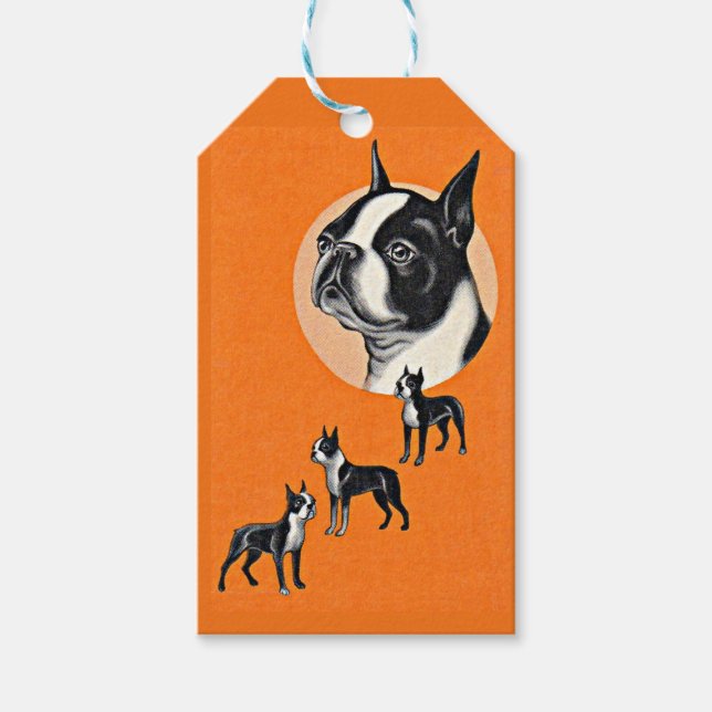 Étiquettes-cadeau terriers de Boston (Devant)
