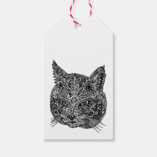 Étiquettes-cadeau Tête de chat décorative