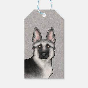 Étiquettes-cadeau Tête de chien mignon Berger allemand Silver Sable