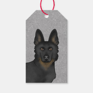Étiquettes-cadeau Tête de chien noir allemand mignonne grise