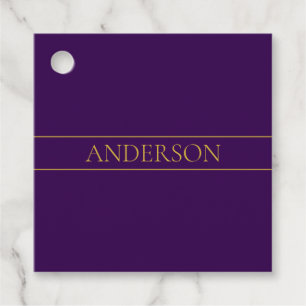 Étiquettes Cadeau Texte personnalisable élégant Or et violet foncé