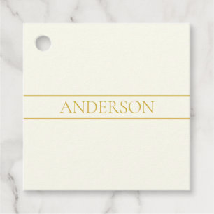 Étiquettes Cadeau Texte personnalisable élégant simple Or blanc ca