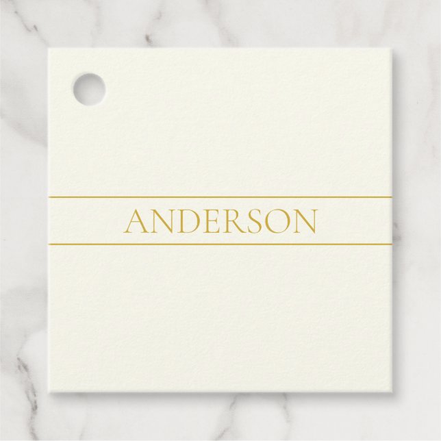 Étiquettes Cadeau Texte personnalisable élégant simple | Or blanc ca (Devant)
