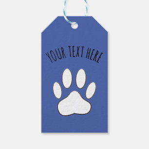 Étiquettes-cadeau Texte personnalisé Empreinte de patte blanc bleu