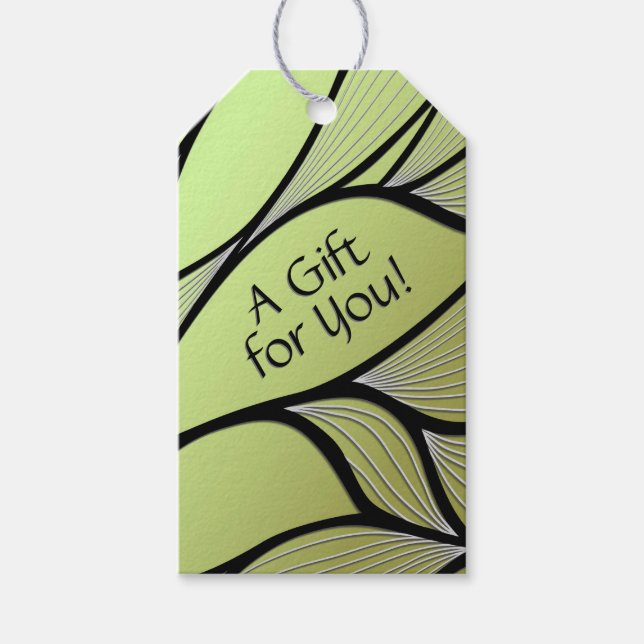 Étiquettes-cadeau Texte personnalisé Feuille vert olive (Devant)