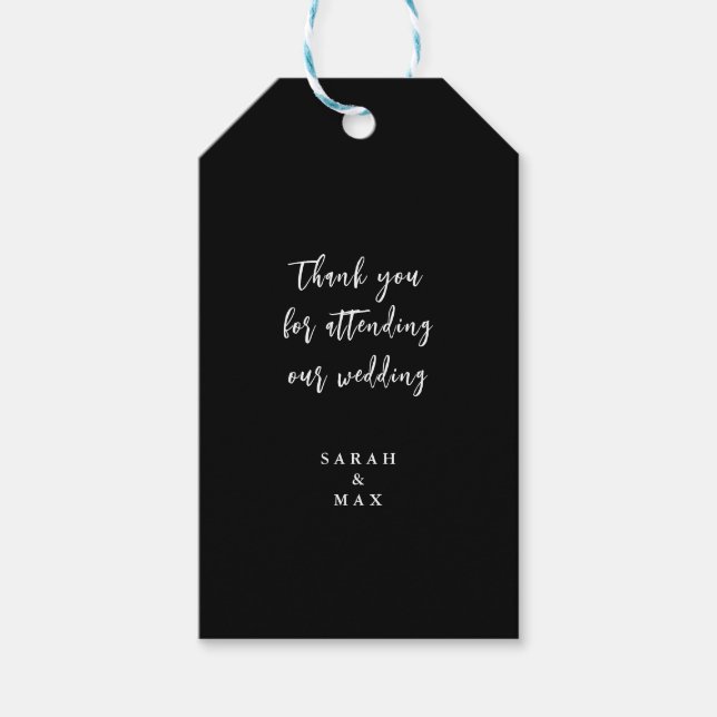 Étiquettes-cadeau Texte simple Noir Mariage Favoriser (Devant)