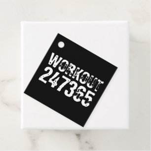 Étiquettes Cadeau Texte usé et rayé Workout 247365 blanc