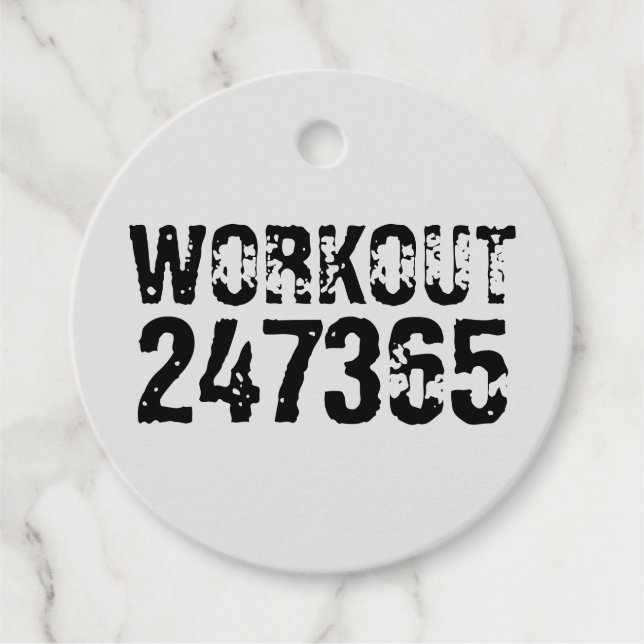 Étiquettes Cadeau Texte usé et rayé Workout 247365 noir (Devant)
