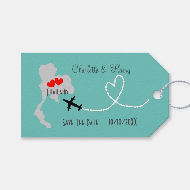 Étiquettes-cadeau Thaïlande Mariage Enregistrer La Date (Devant (Horizontal))