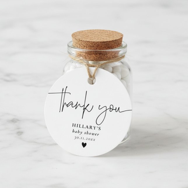 Étiquettes Cadeau Thank you Elegant Calligraphy Baby Shower   (Créateur téléchargé)